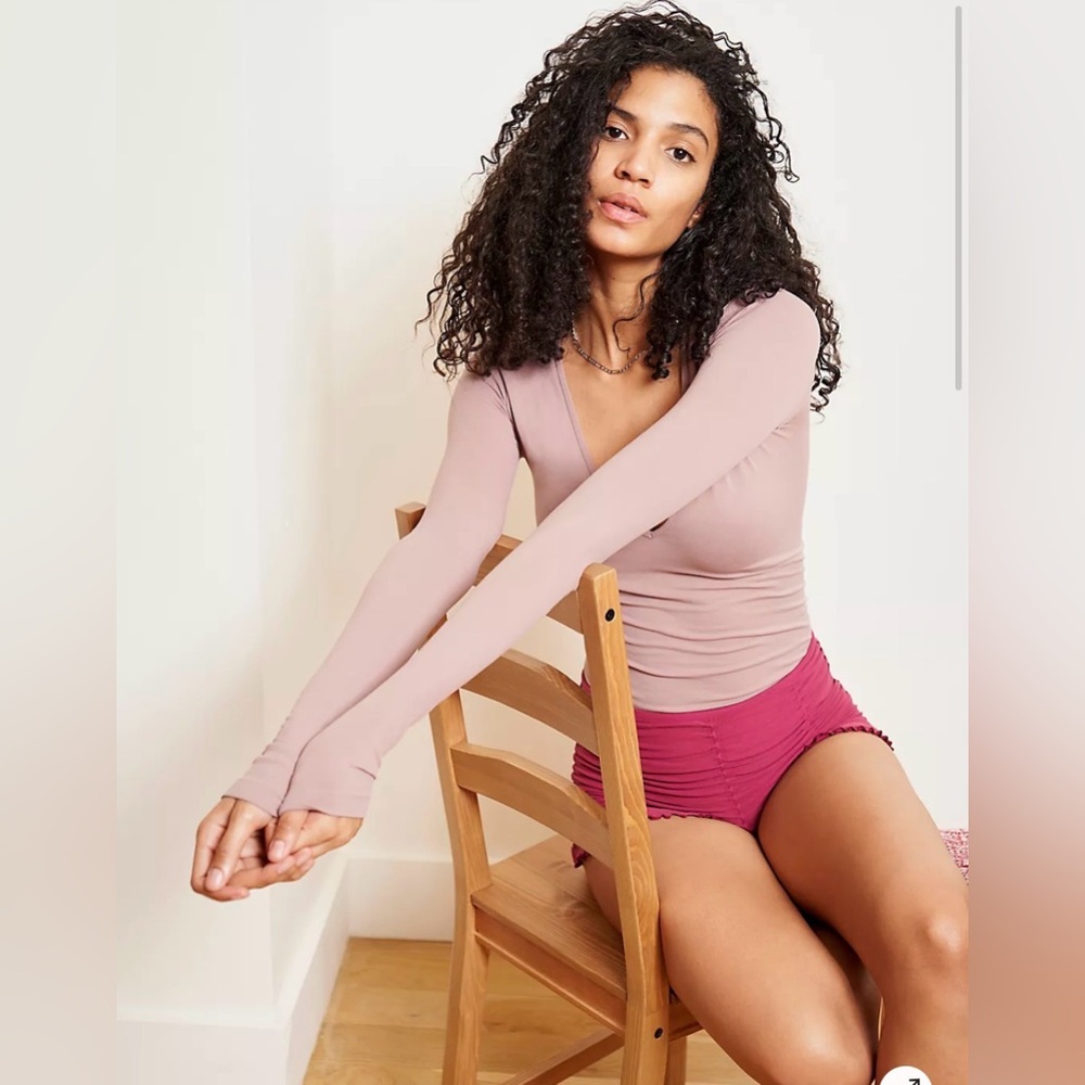 Intimately Free People Seamless Solid Deep V Long… - image 1